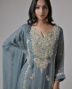 Organza Grey Embroidered Palazzo Suit
